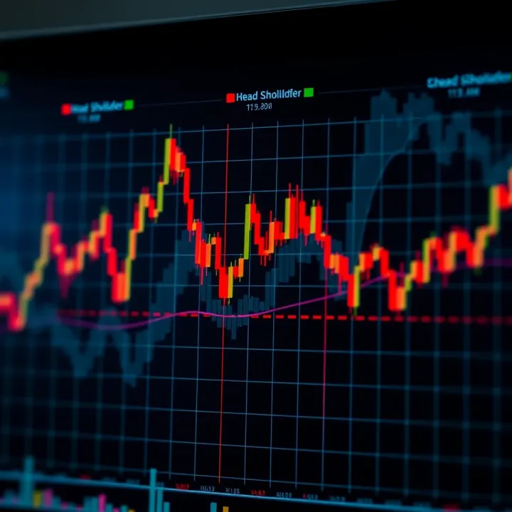 Line chart depicting a head and shoulders pattern used for predicting market trend reversals