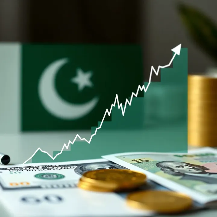 Graph showing fluctuations in the exchange rate between the US dollar and Pakistani rupee over time
